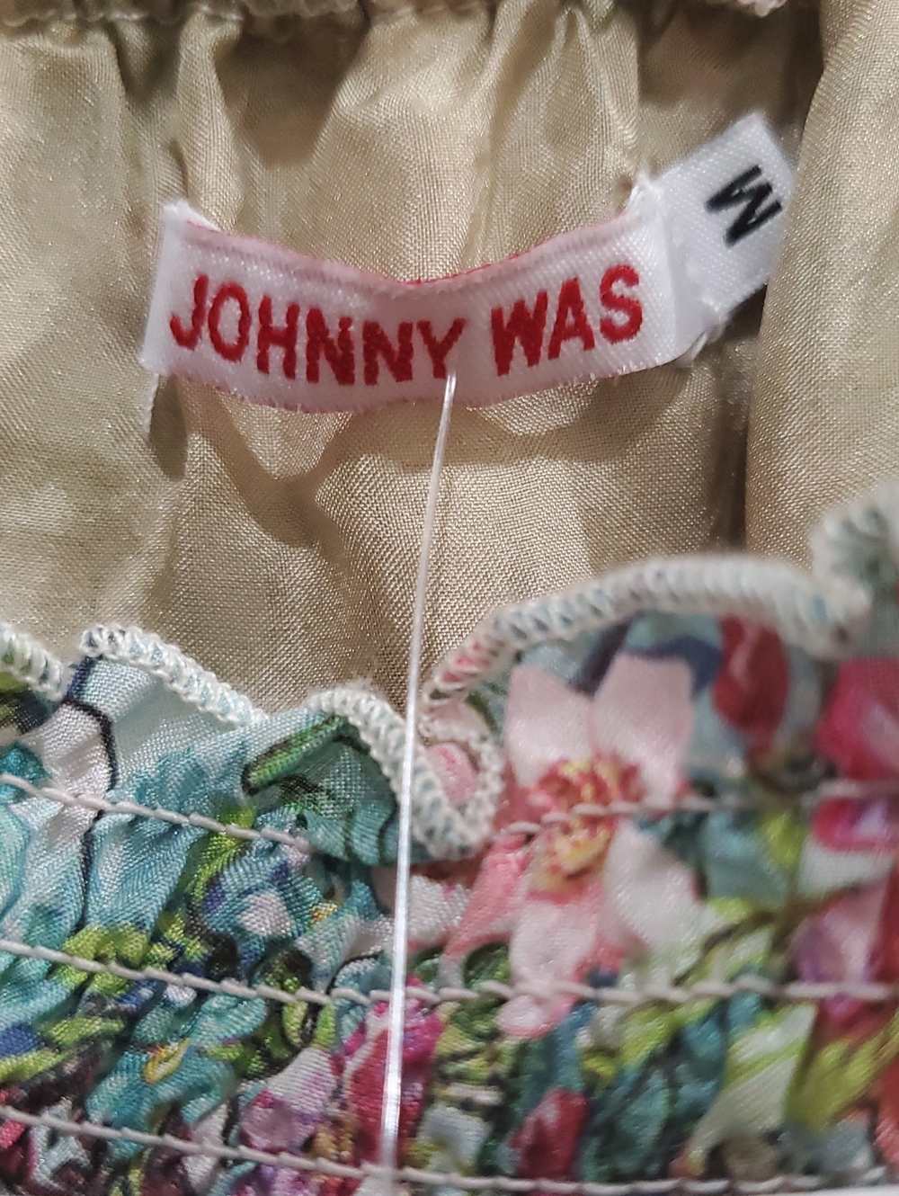 Johnny Was Cream Maxi Skirt with Pink, Blue & Green Floral Panels - Picture 2 of 11
